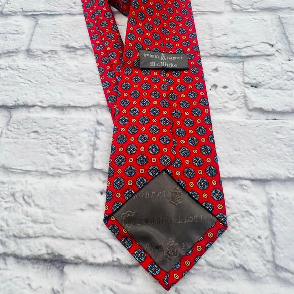 NOT FOR SALE         ROBERT TALBOTT‎ Mr. Wicks Medallion Silk Neck Tie Red/Blue - Picture 6 of 6